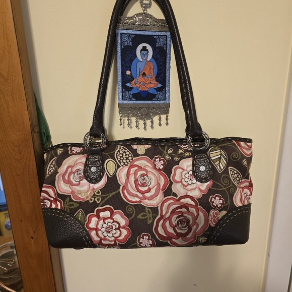 Brighton Floral Tote Bag with Black Leather Accents - Picture 12 of 13